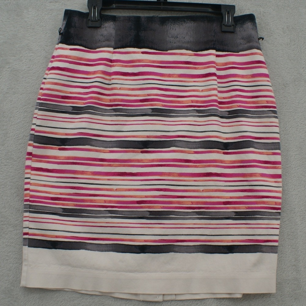Worthington Womens Pink Grey Watercolor Stripe Pencil Skirt Size 12 Office Wearโ